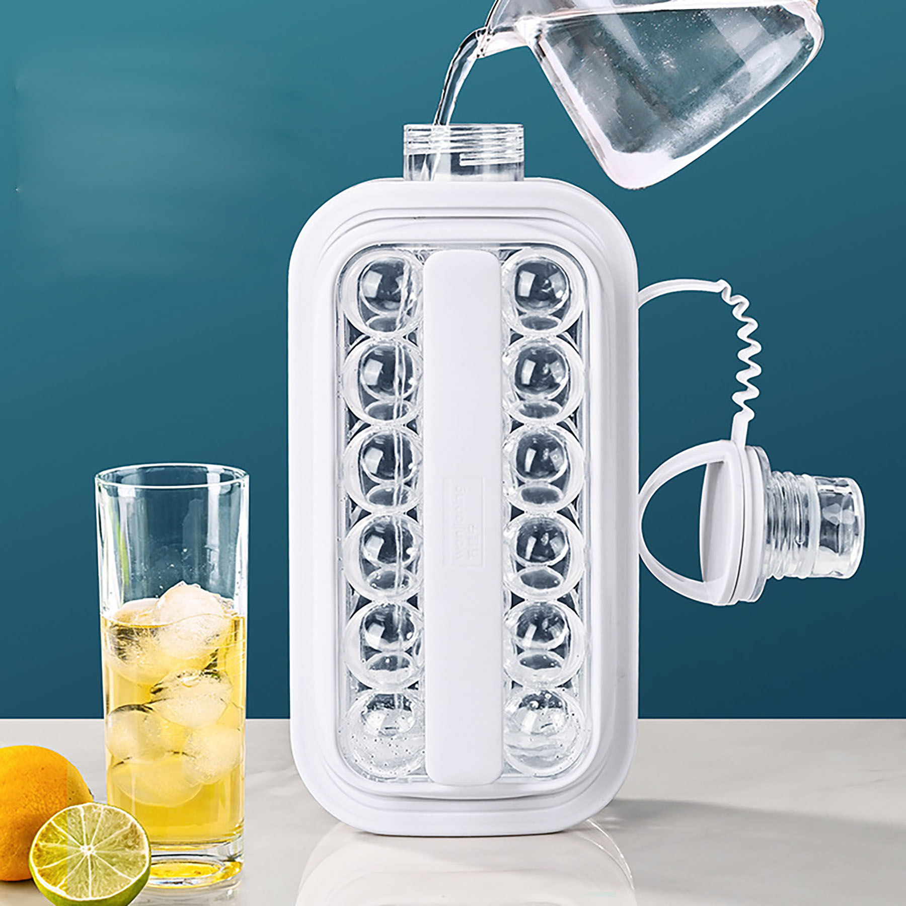 Portable Ice Ball Maker Kettle W/ 17 Grids Flat Body Lid Cooling Ice Pop 6