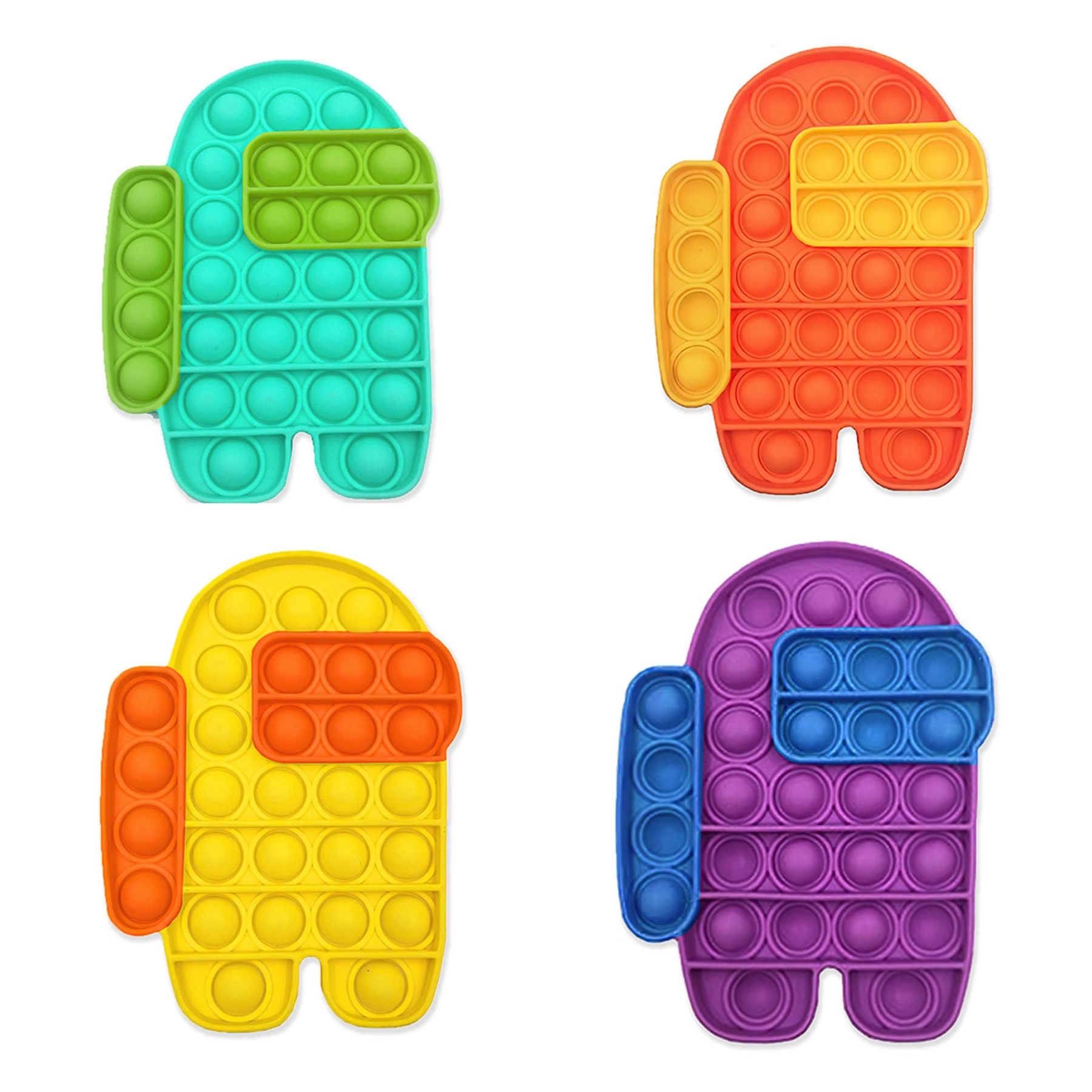 Color Matching Spaceman Shape Push Pop Bubble Fidget Toy 1