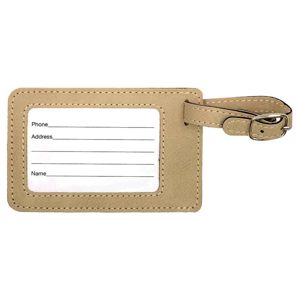 Light Brown Leatherette Luggage Tag 3