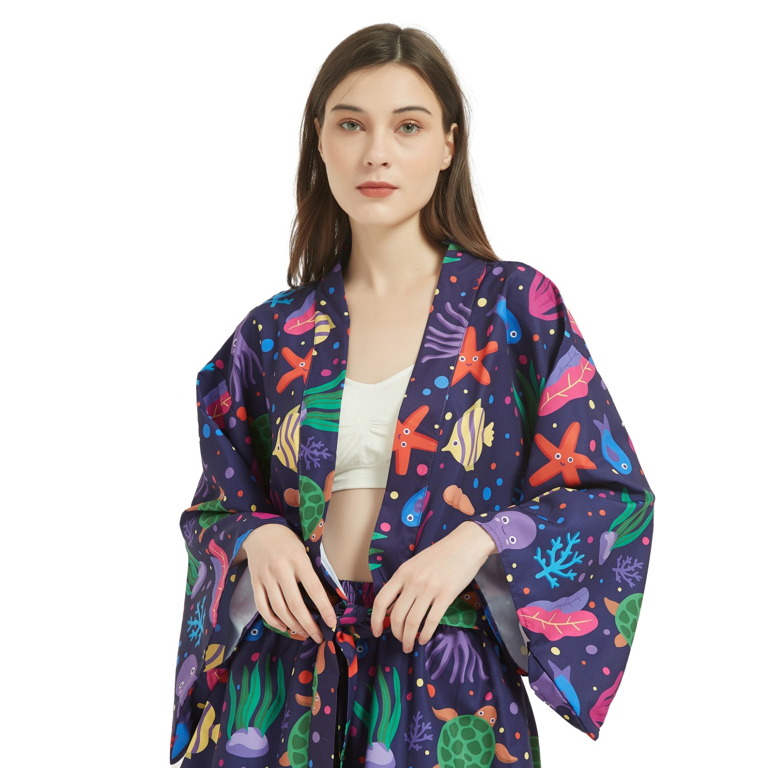 Women's 135 GSM Light 4-Way Stretch Front-Tie Hawaiian Shirts 2