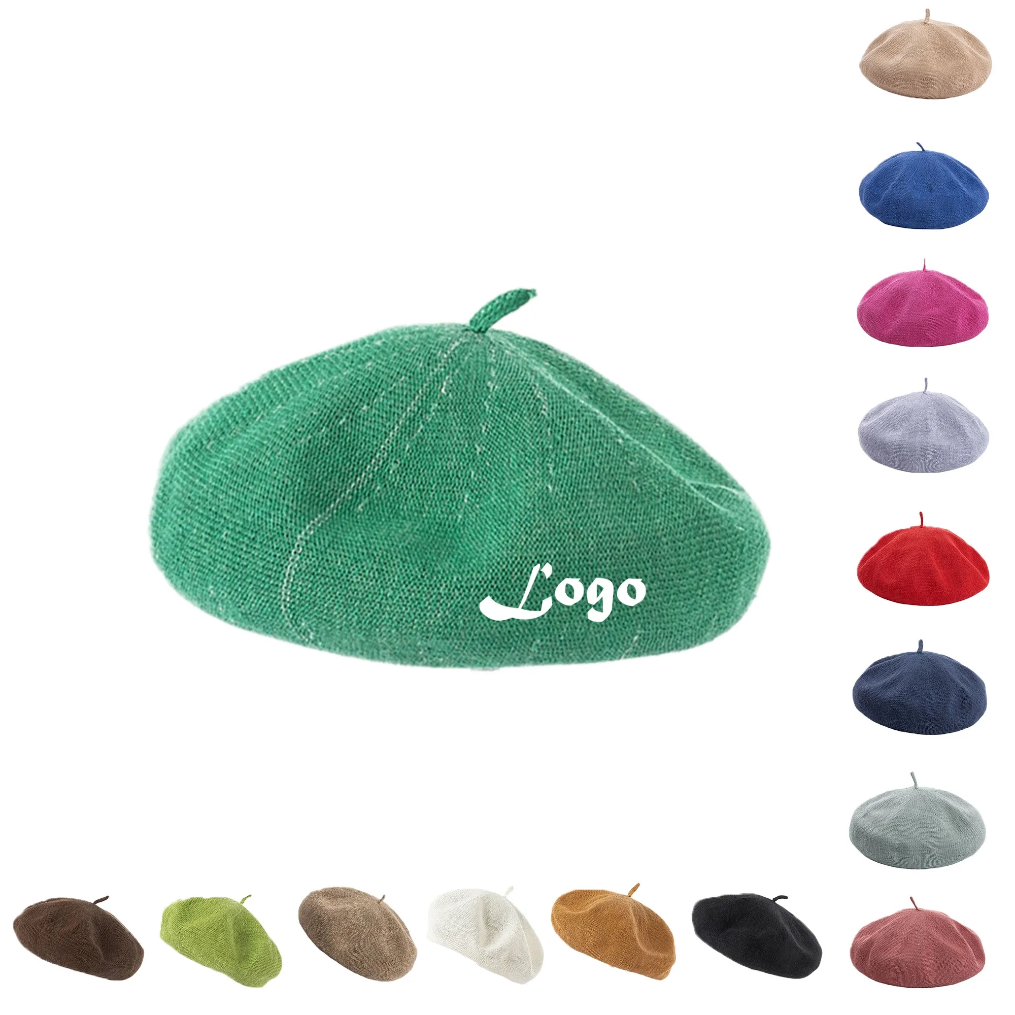 Linen Bright Solid Beret Hat