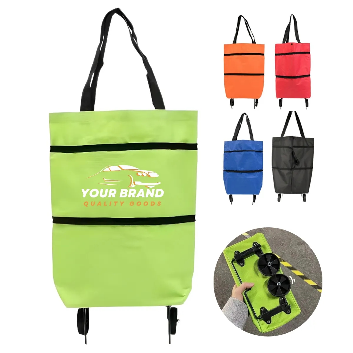 16L Lightweight foldable shopping bag trolley with wheels 2
