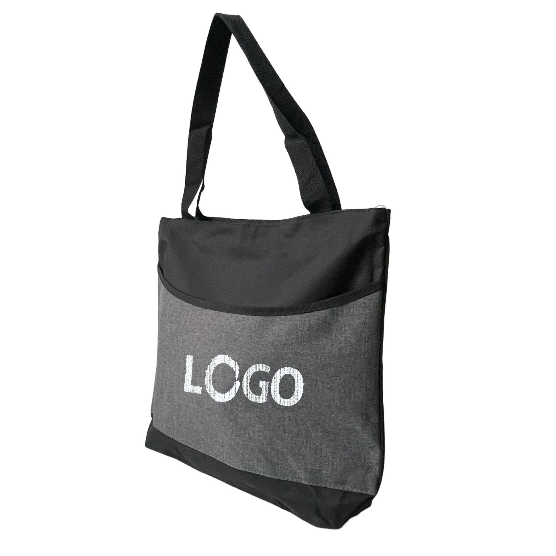 Two-Tone Zippered Tote Bag With Front Pocket 7