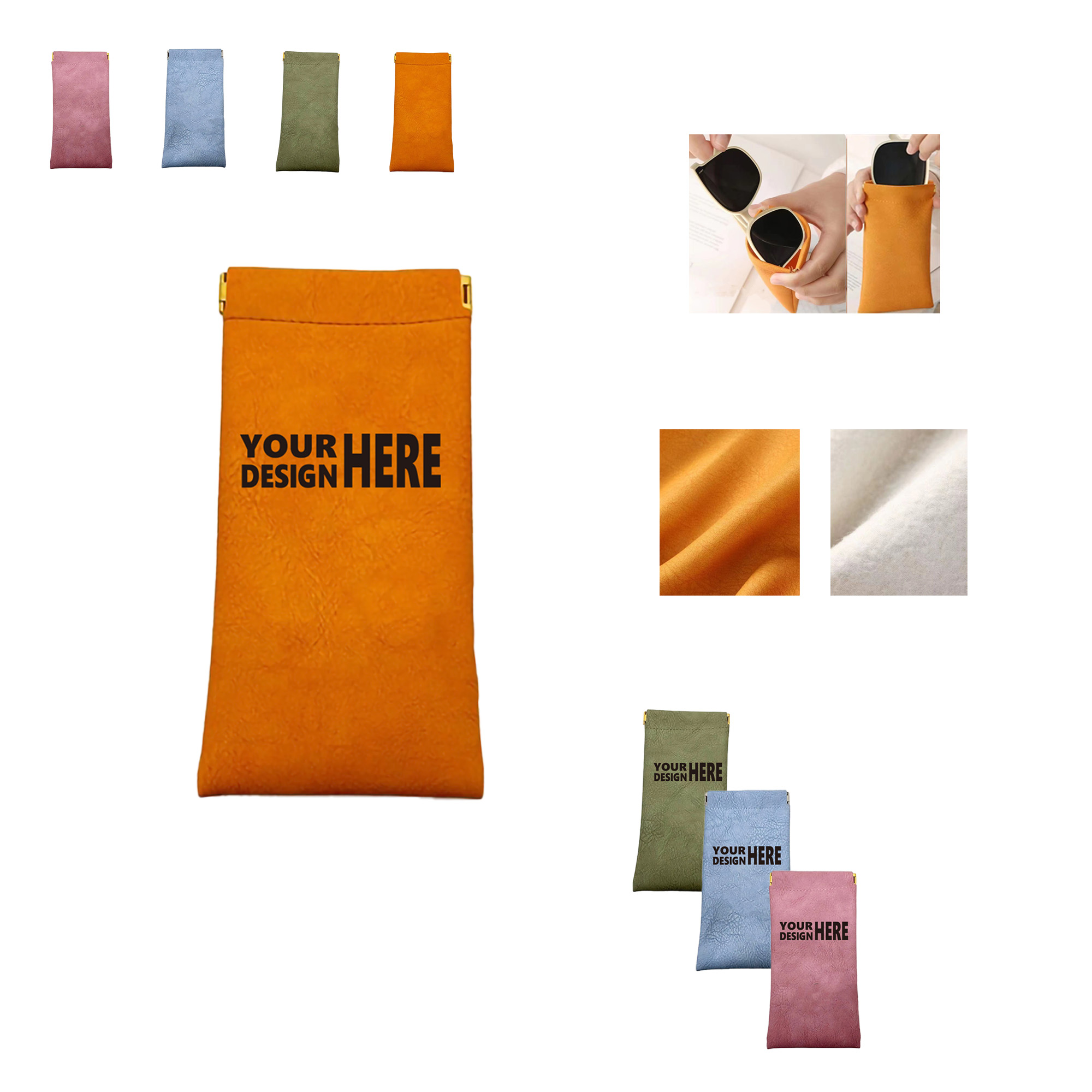 Custom Travel Soft Leather Eye Glasses Organizer Pouch MOQ50 7