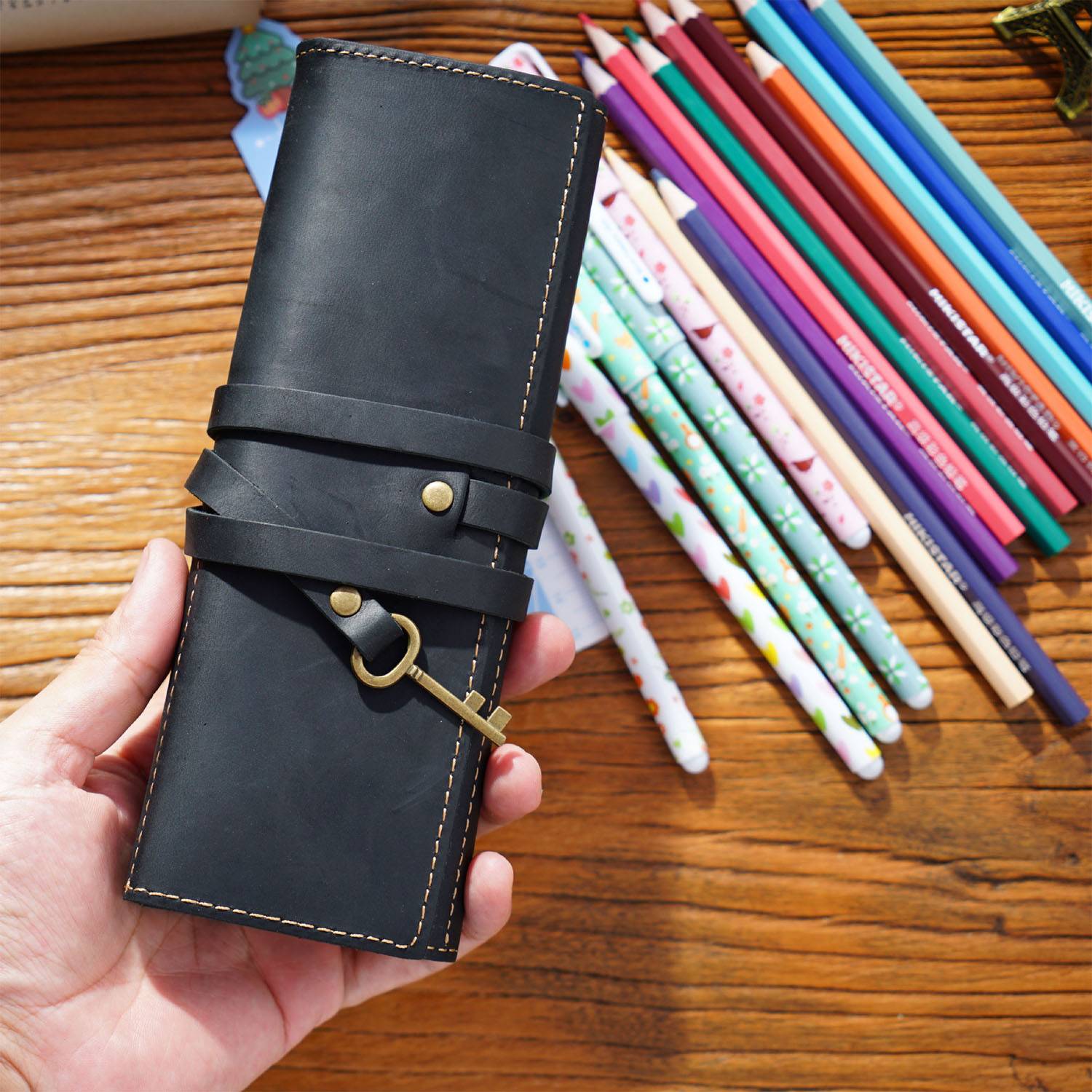 PU Leather Pencil case With Rope 3