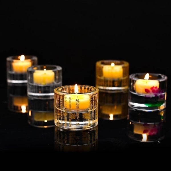 Round Crystal Glass Candle Holder 2