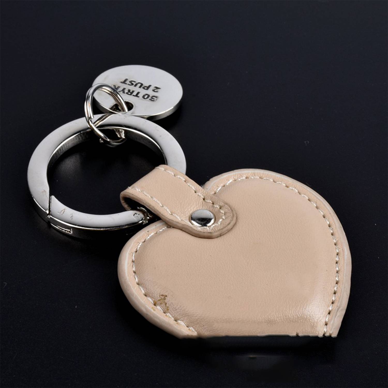 Heart Shaped Leather Key Holder with metal Charm 3