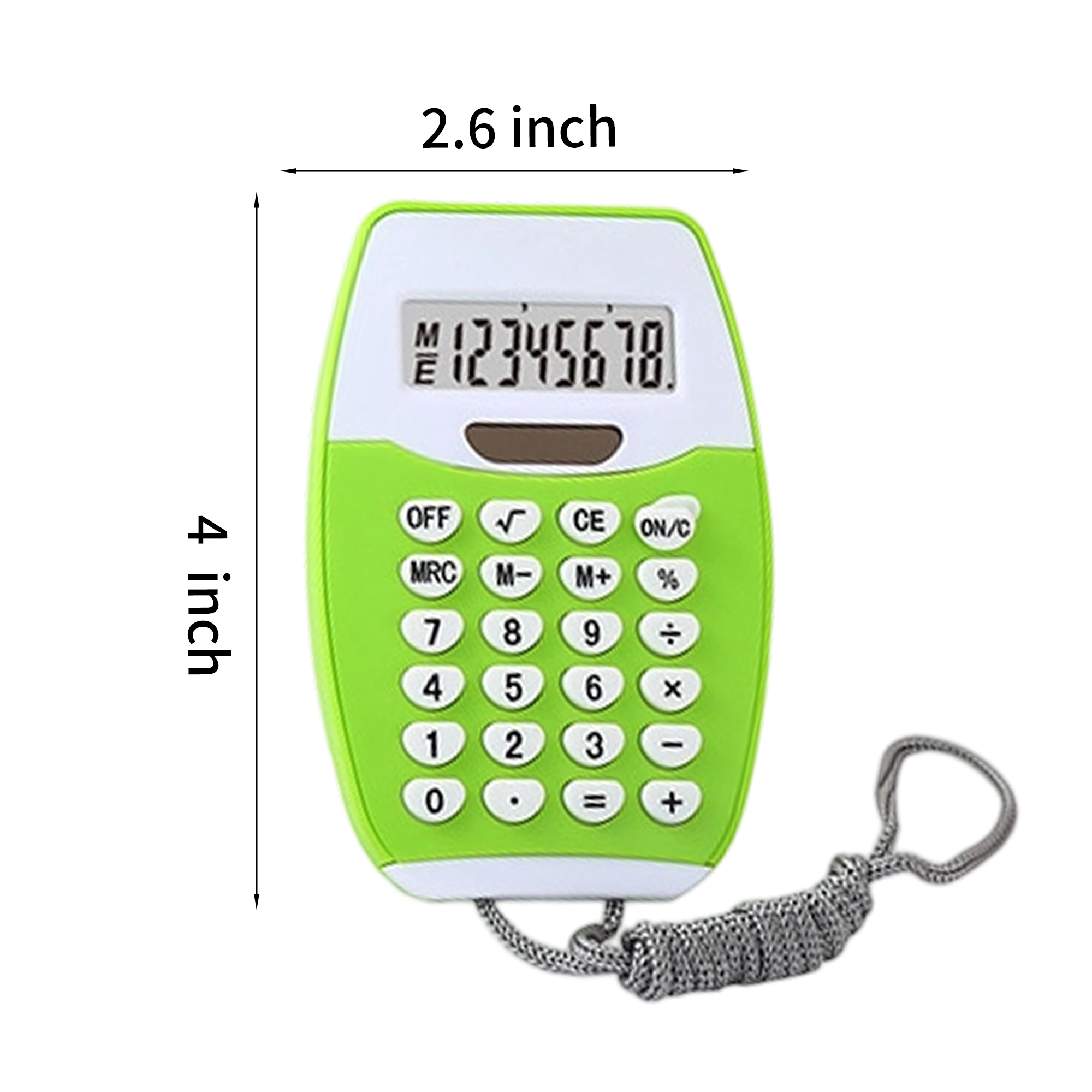 Dual Power Lanyard Calculator With 8 Digit Display 4" x 2.6" 3