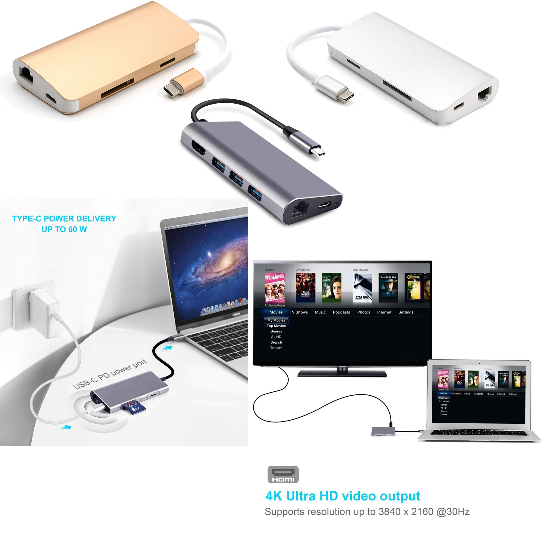 USB C Hub 8-in-1 Type C Adapter 2