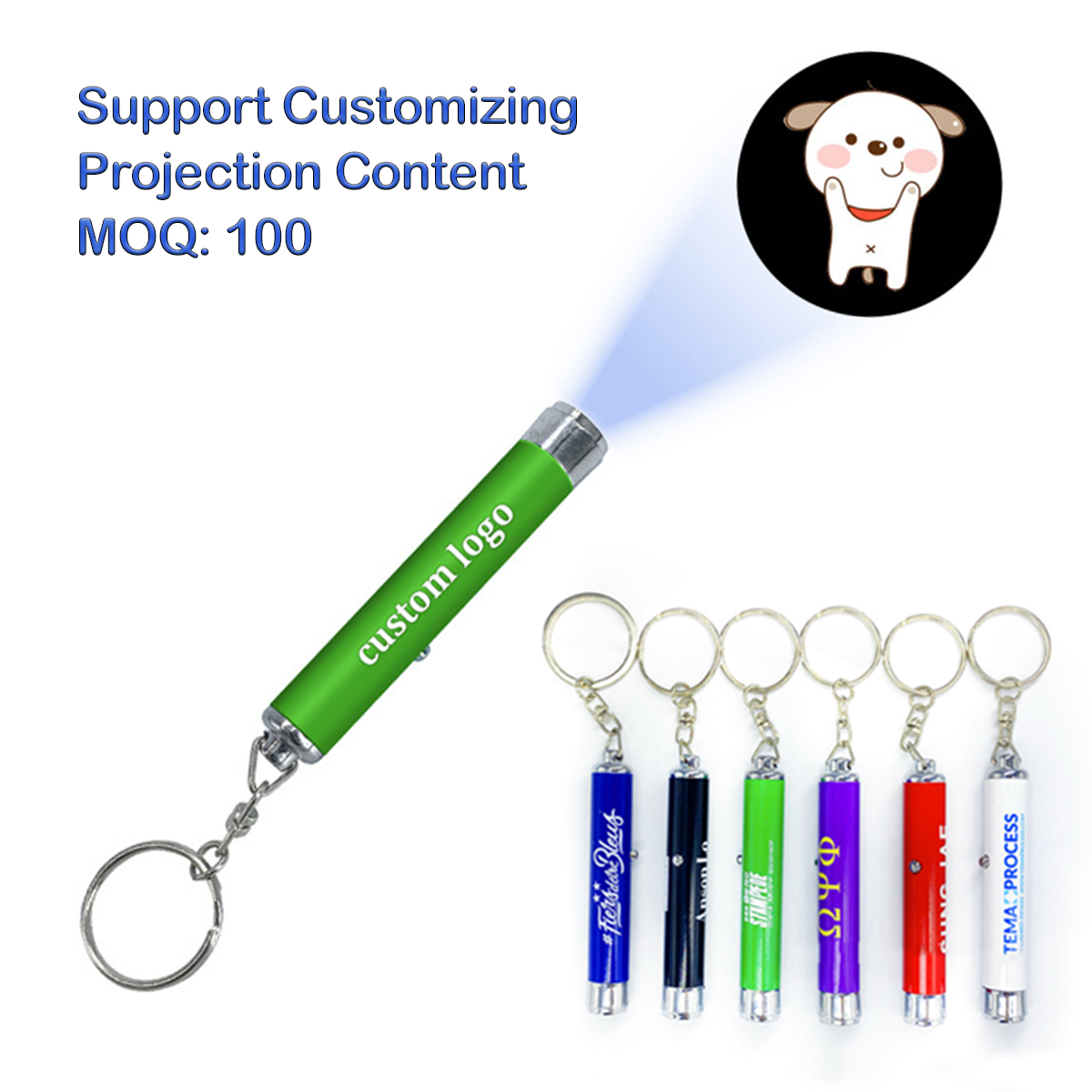 LED Metal Projection Flashlight Keychain 3