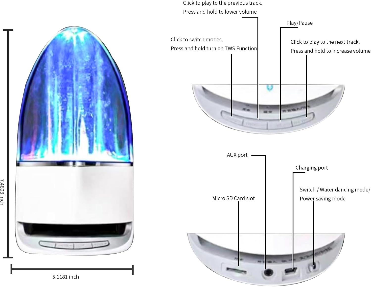Wireless Wireless Dancing Water Speaker 6