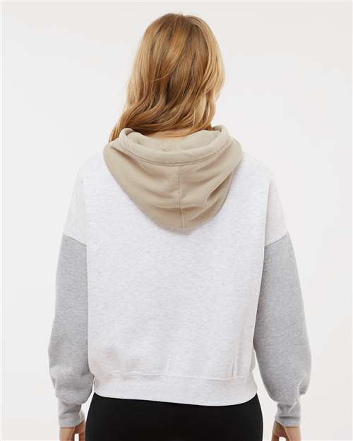 Women's Sueded Fleece Colorblocked Crop Hooded Sweatshirt - W23716 24