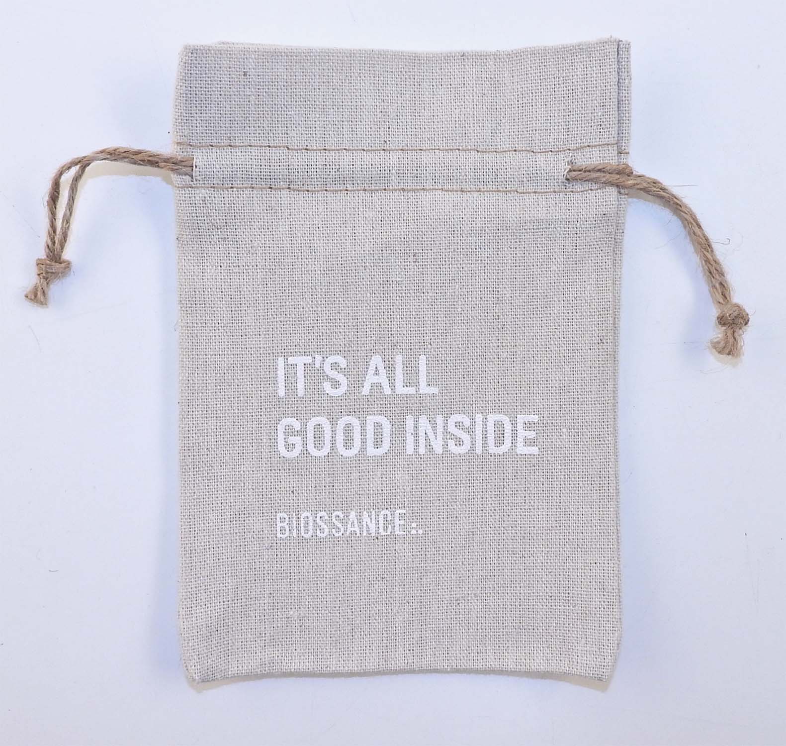 REBEL Rough 100% Natural Cotton Drawstring Bag w hemp drawstring 3x4" (LINEN TEXTURE) 3