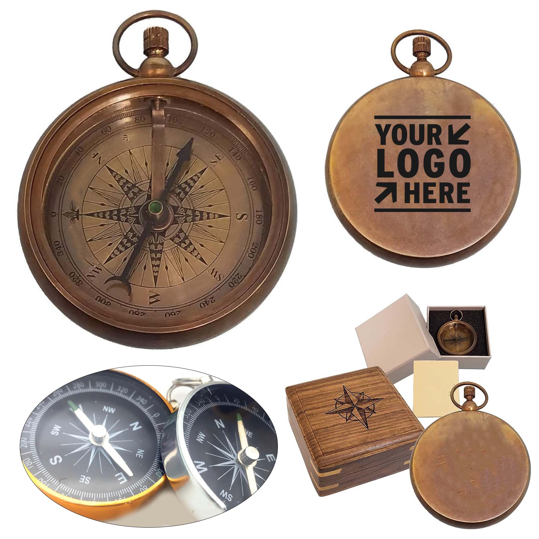 Personalized Antique Brass Pocket Engraved Compass Gift 2