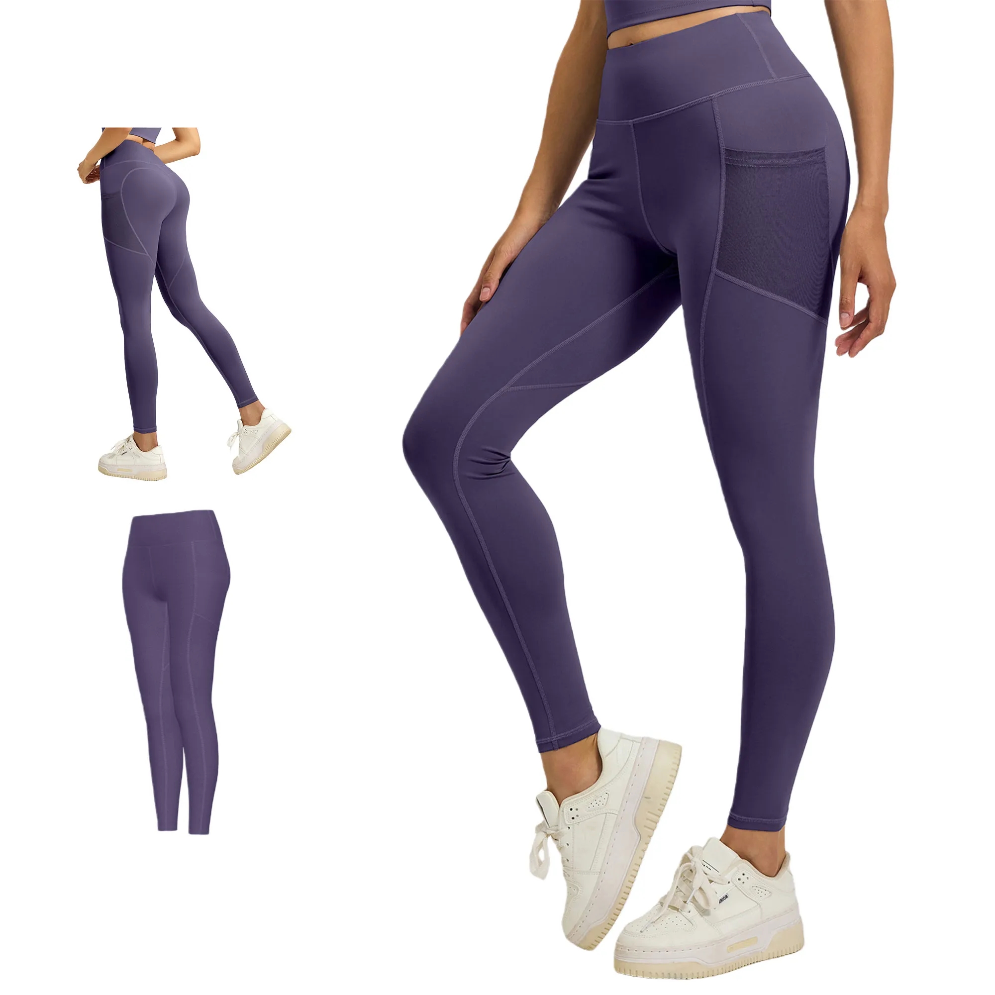 High Waisted Tummy Control Yoga Pants With Mesh Side Pockets 5