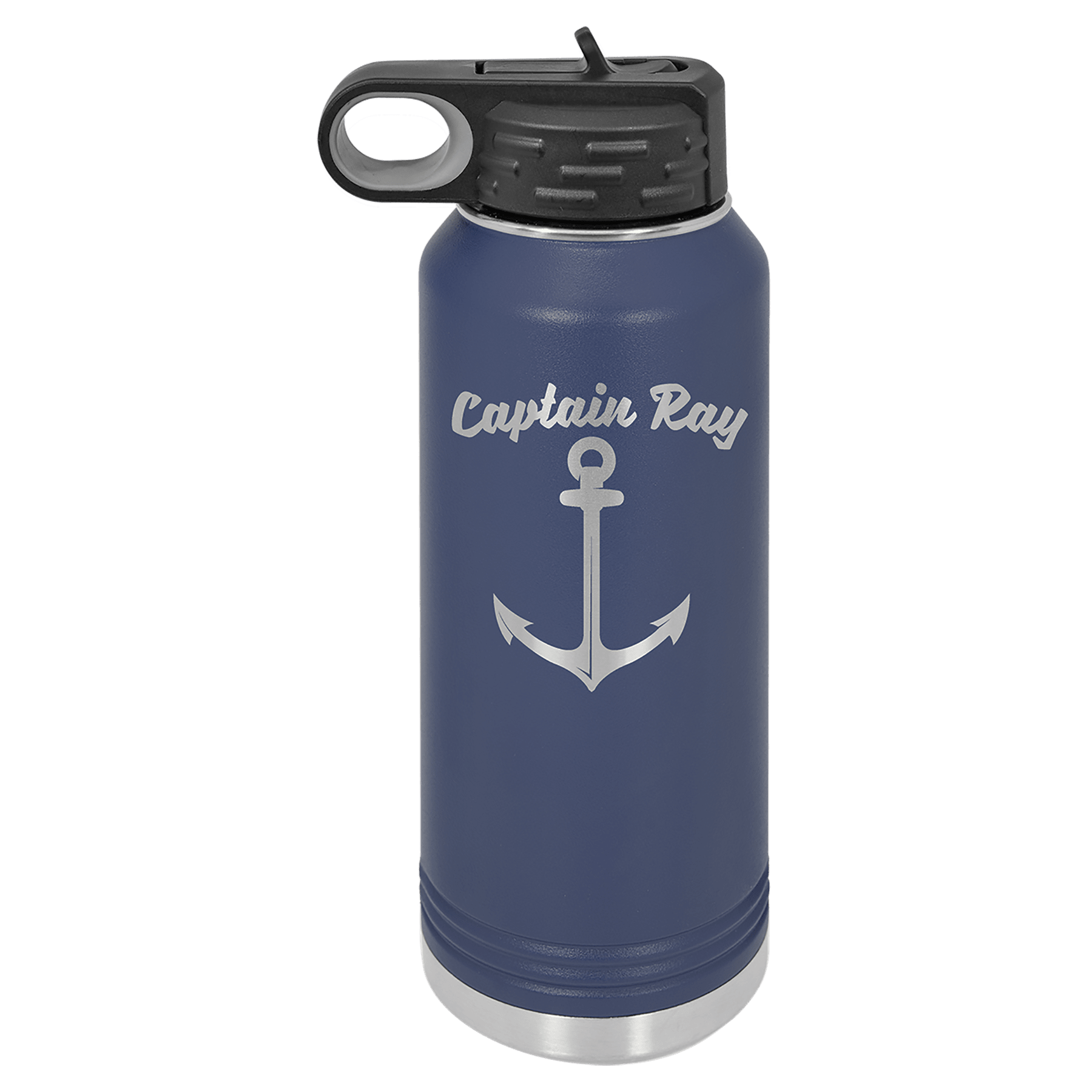 32 oz. Navy Blue Powder Coated Laser Engraved Polar Camel Water Bottles 1