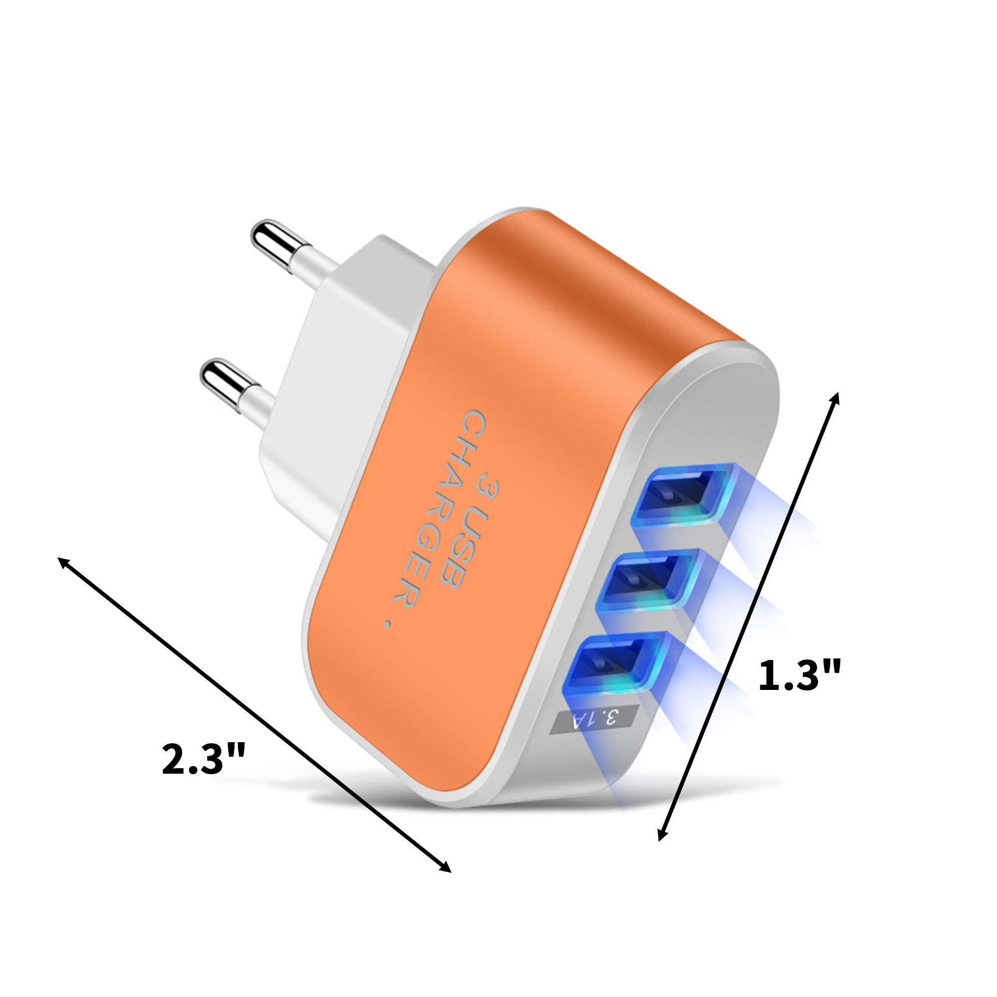 Three Port Universal Serial Bus Wall Charger 3