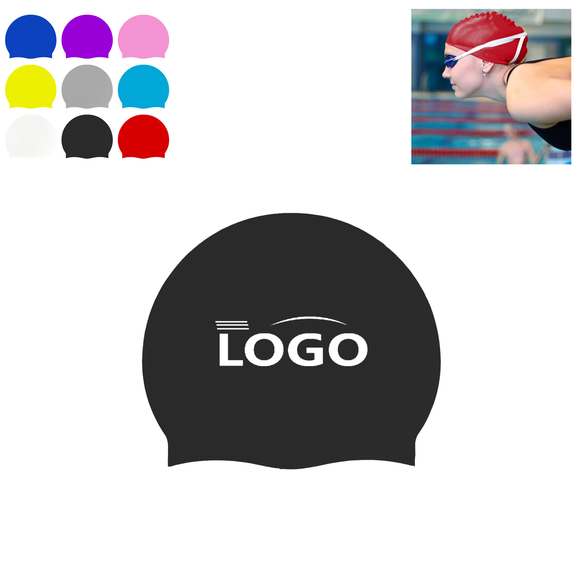 Customizable Silicone Swim Cap For Adults 1