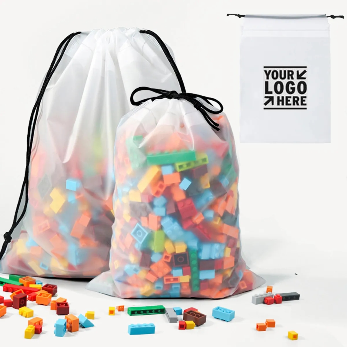 Frosted Transparent Plastic Drawstring Bag 2