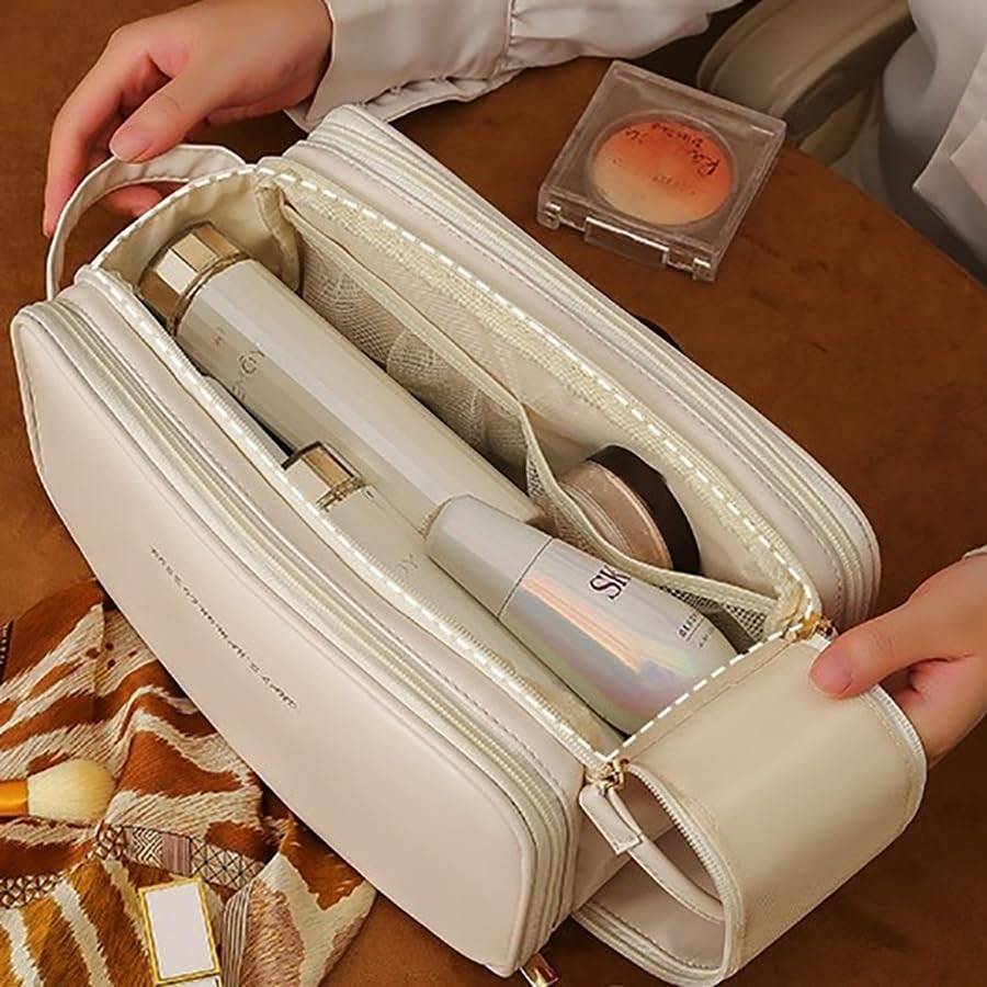 Large PU Leather Waterproof Toiletry Makeup Bag 4