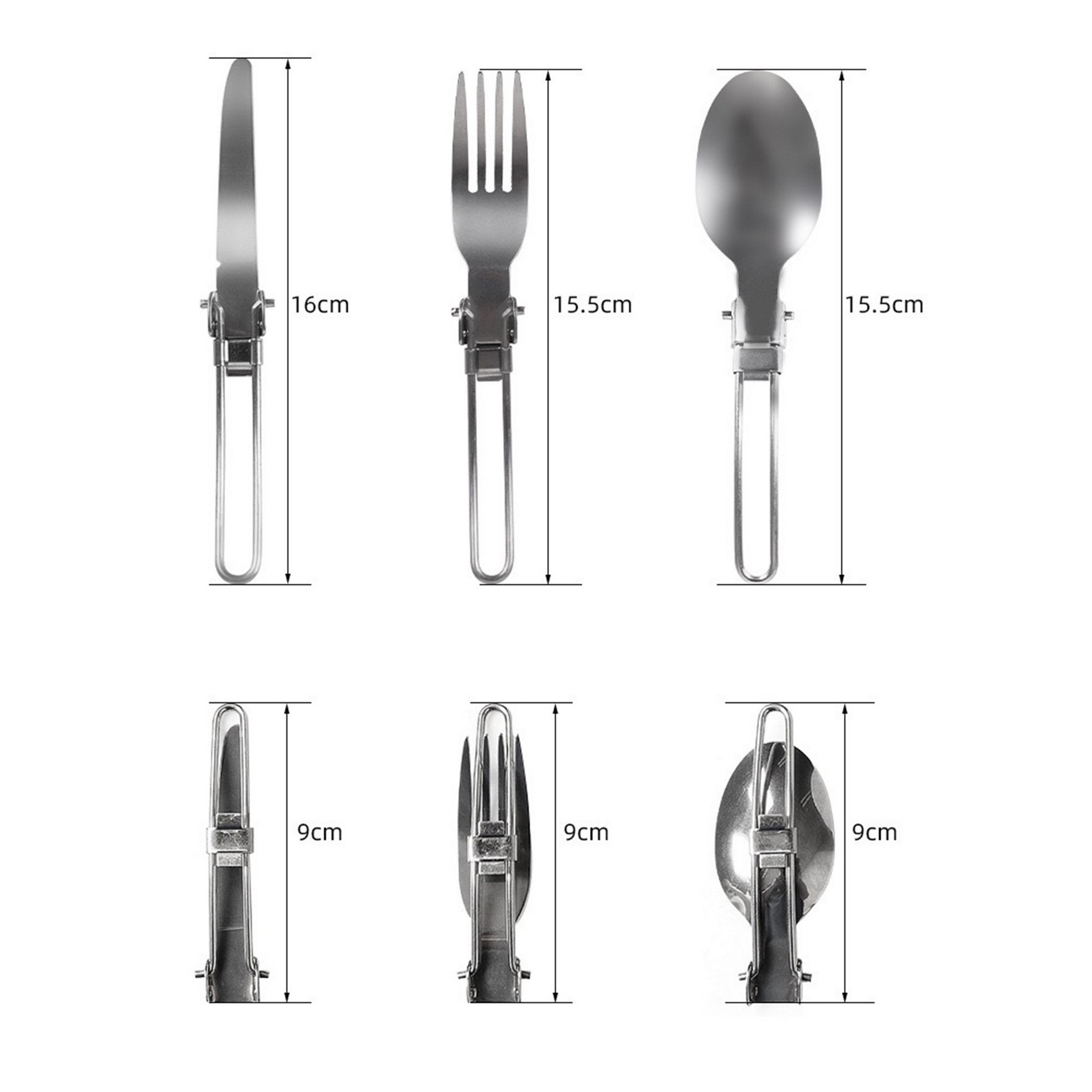 3-Piece Folding Camping Cutlery Utensil Set W/Pouch 3