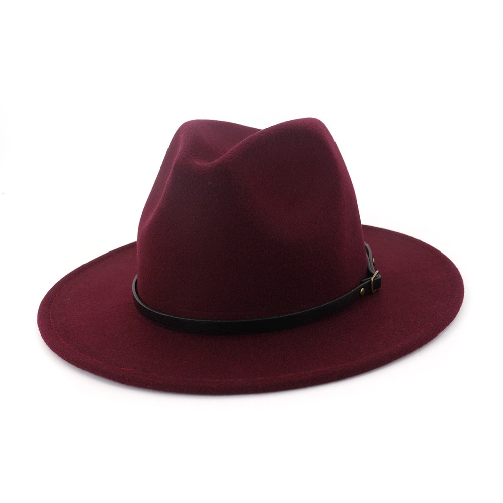 Womens Classic Wide Brim Wool Fedora Hat 8