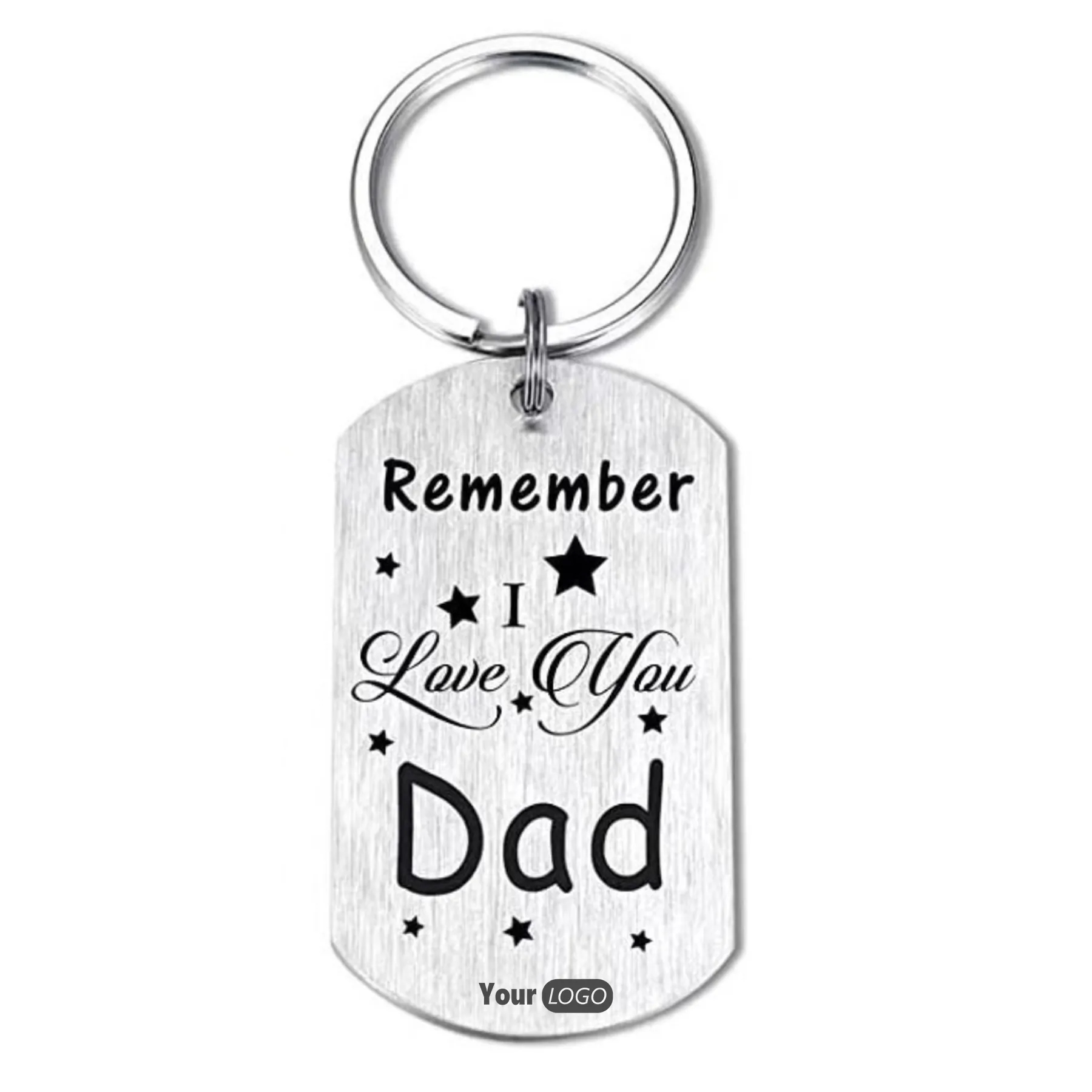 Stainless Steel Double-Sided Engraved Father's Day Keychain 1