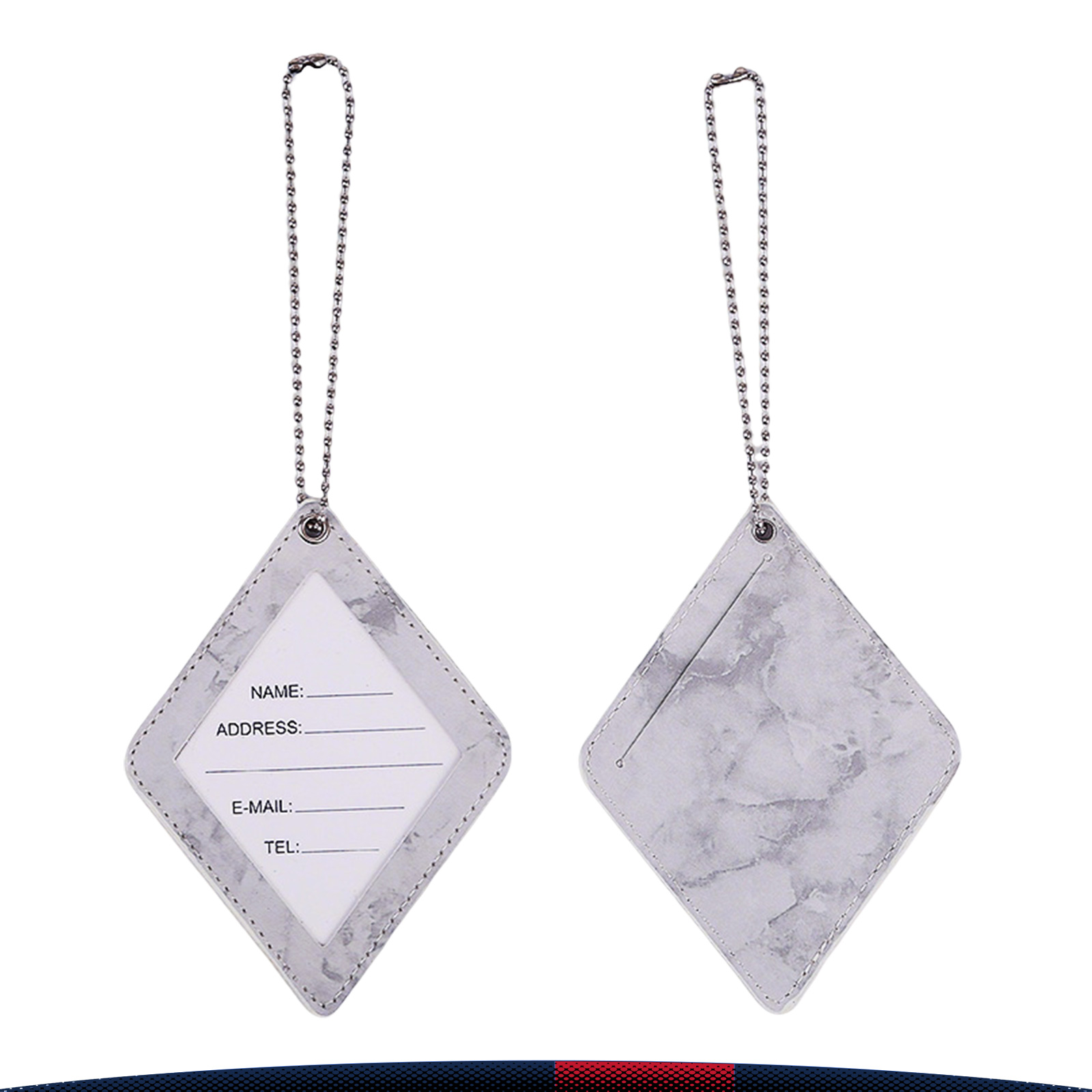 Kelune Diamond-Shaped Marble Pattern PU Leather Luggage Tag 3