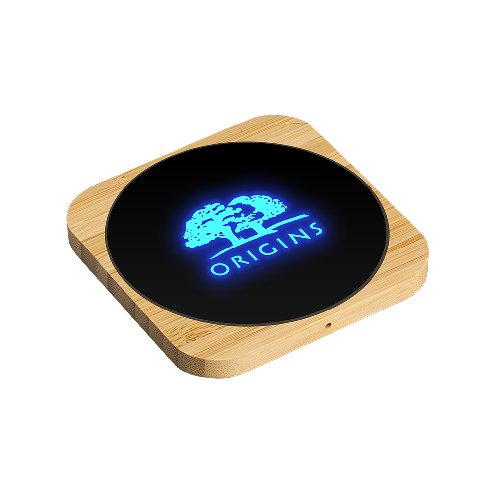 Naperville Light-up Bamboo Wireless Charger Square 15W 13