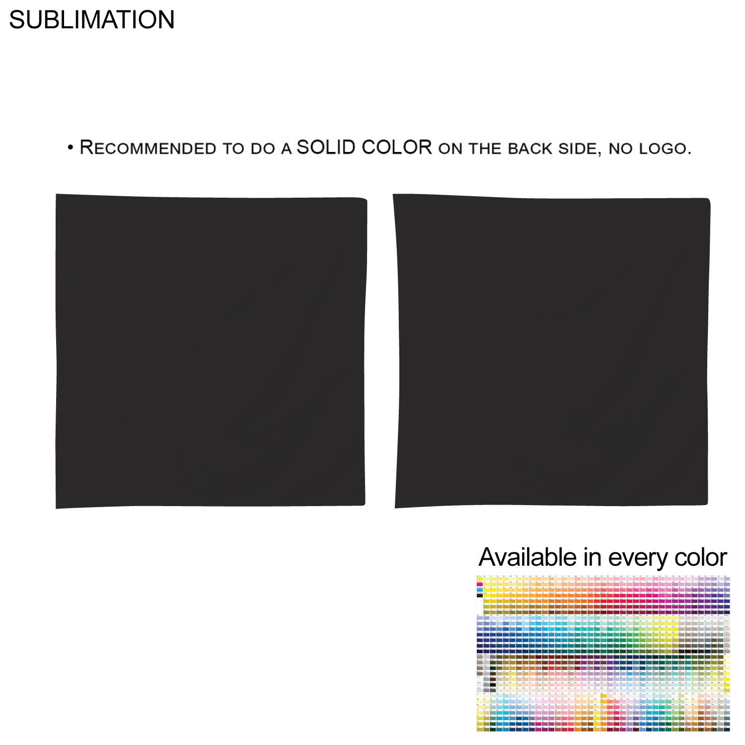 Colored Sublimated Bandana, 22x22, Sublimated Edge to Edge 2 sides, Available in every color 5