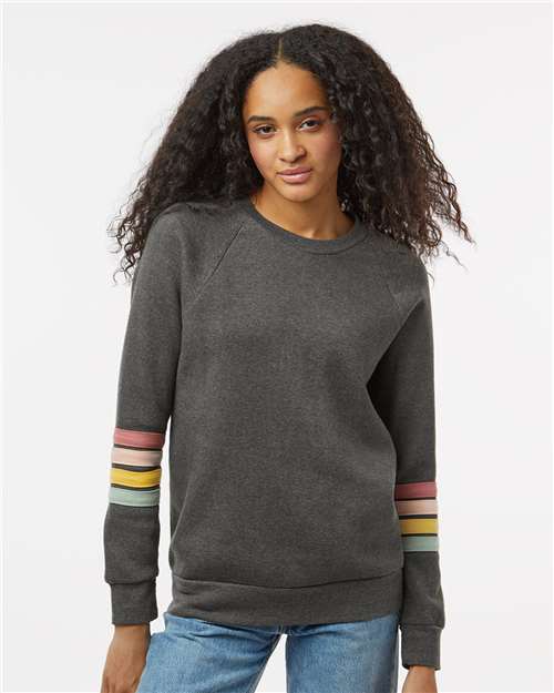Women's Striped Sleeves Crewneck Sweatshirt - W23152 4