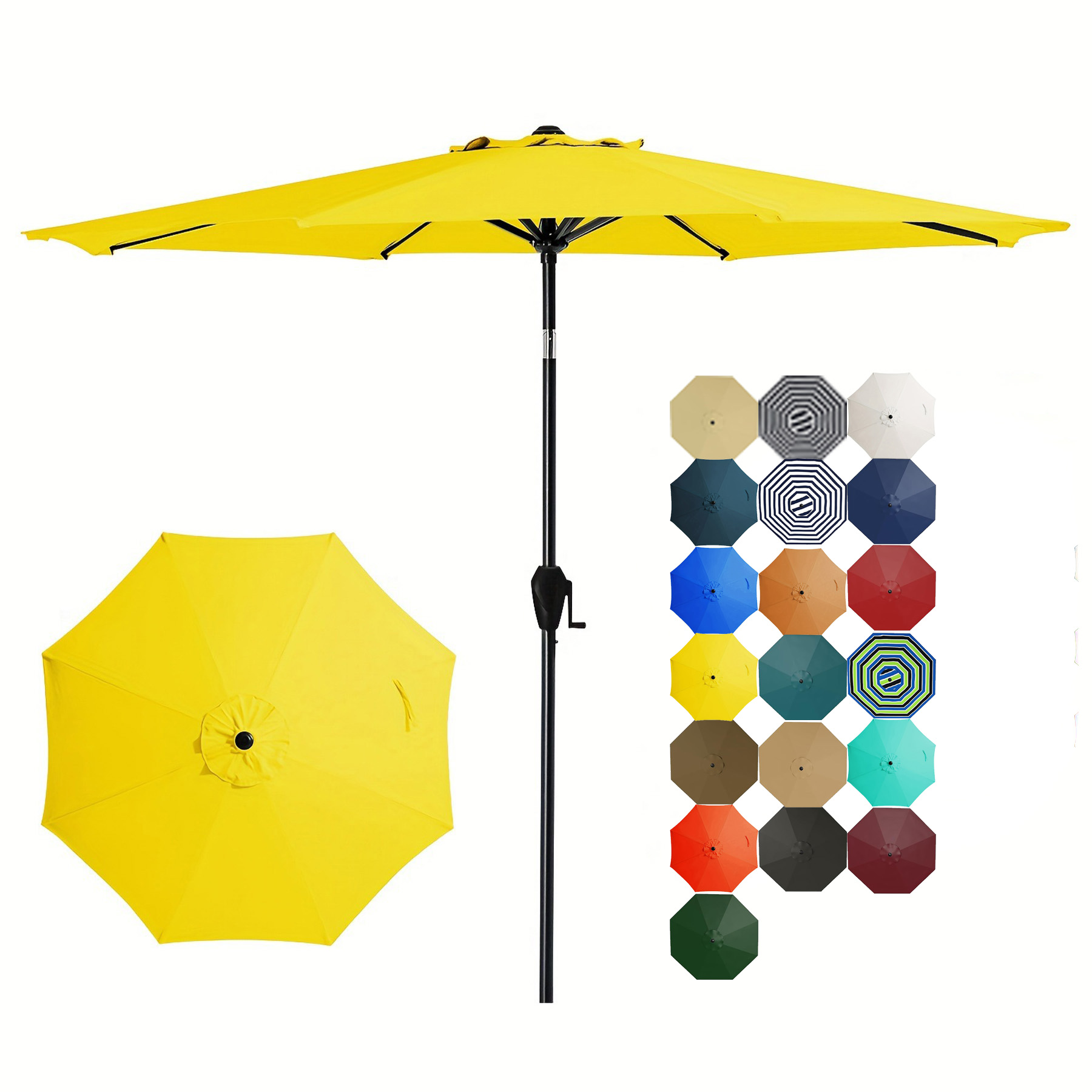Crank Lift Button Tilt Outdoor Table Umbrella 17