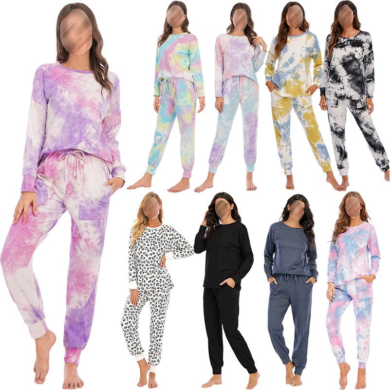 Women Tie Dye Pajama Sets Long Sleeve Tops And Pants 4