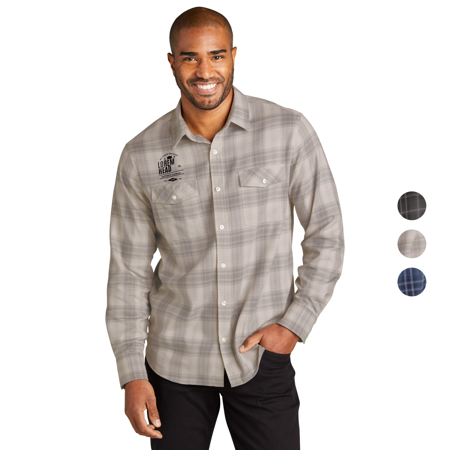Port Authority Long Sleeve Ombre Plaid Shirt 4.6 oz. Custom 3