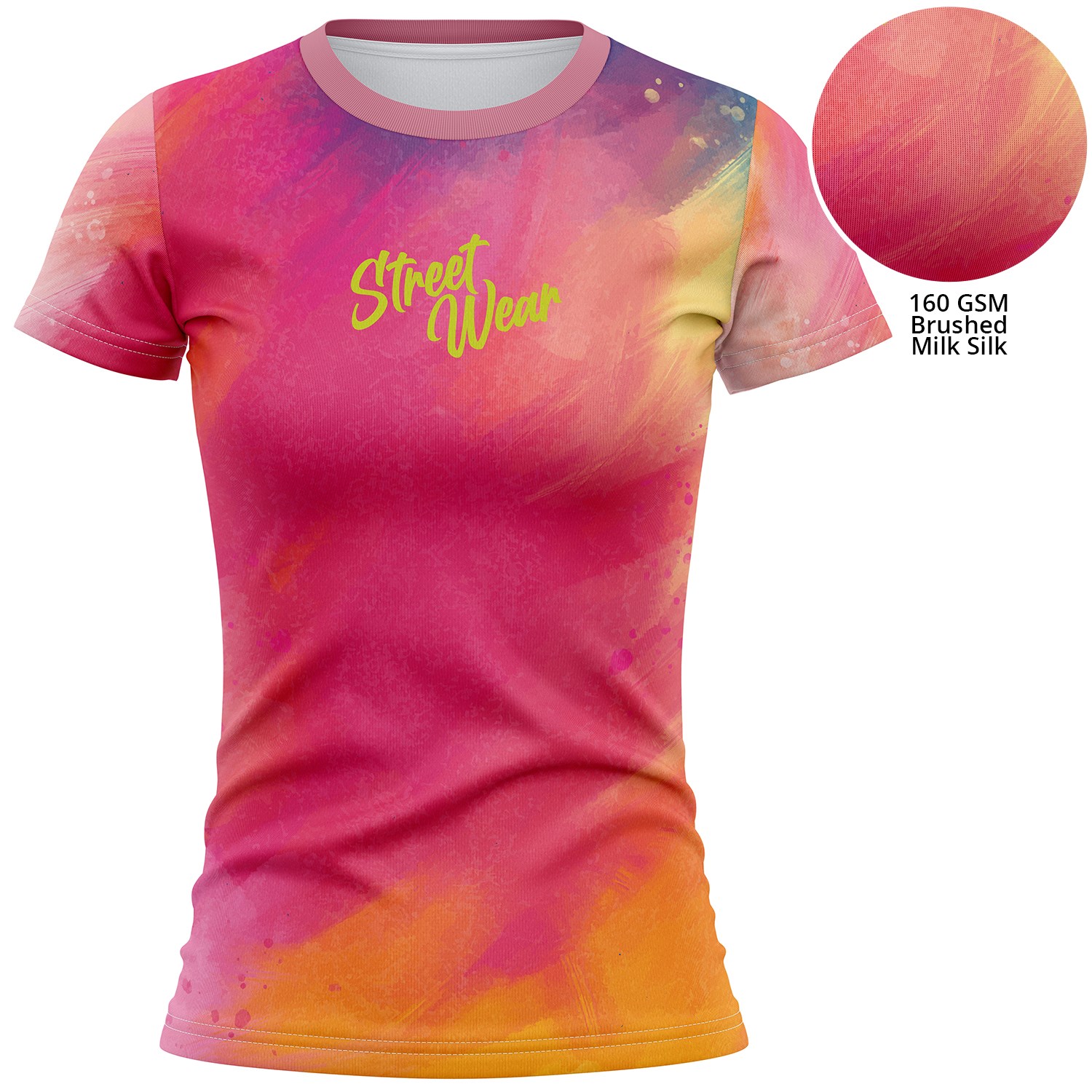 Women's 160 GSM Brushed Milk Silk Sublimation Short Sleeve T-shirt 1