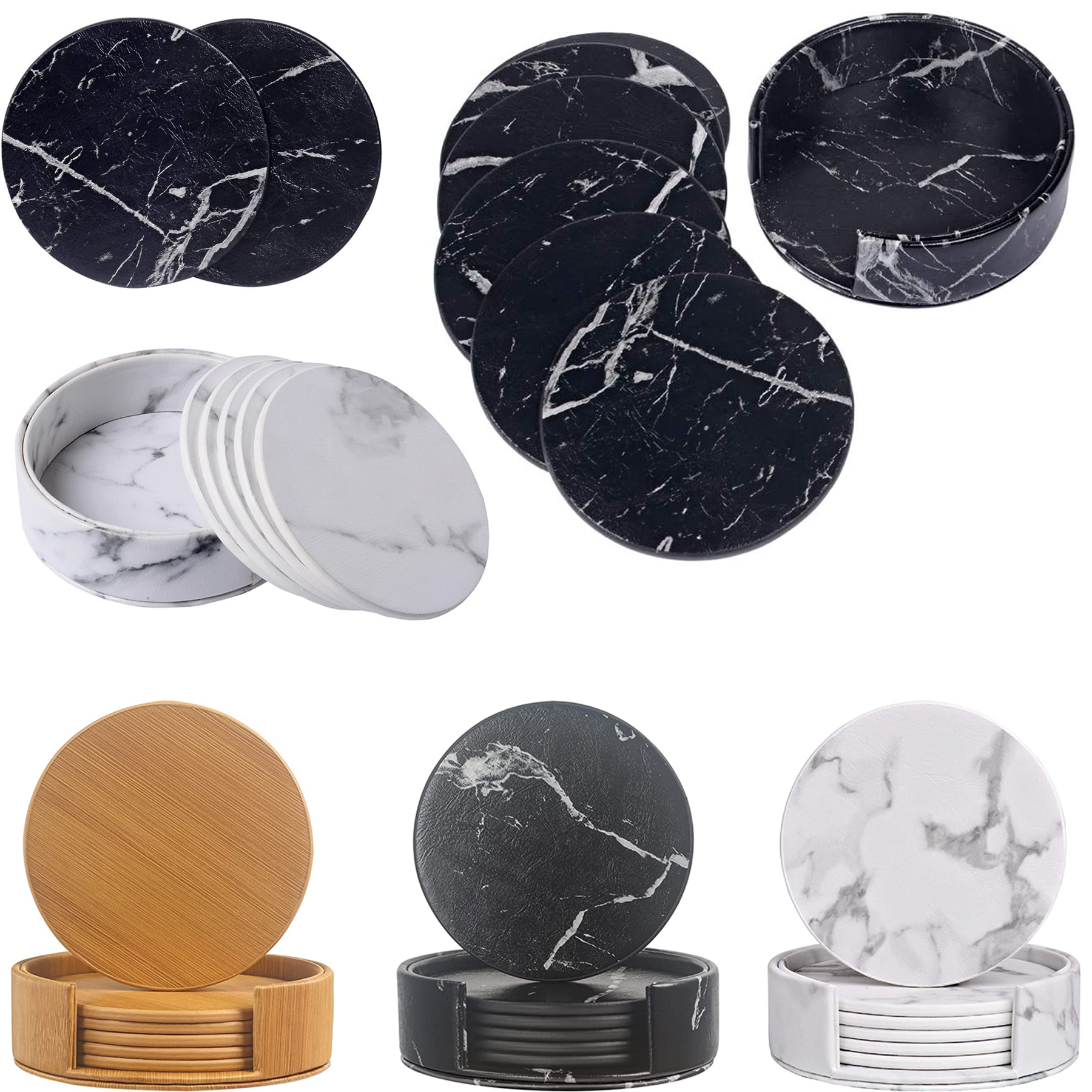 6-Piece Leather Coasters with Holder 2