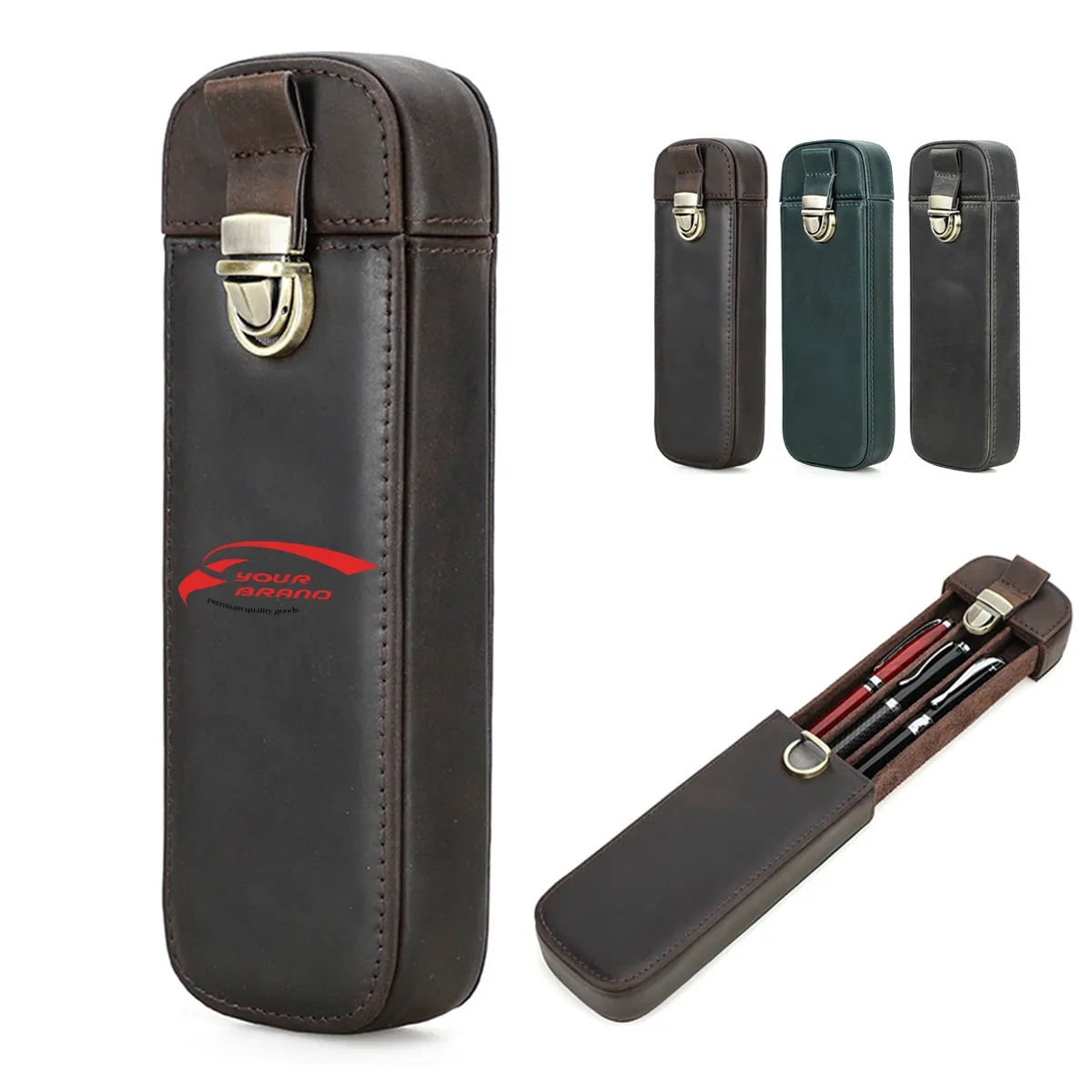 Exquisite Leather Handmade Hard Pen Storage Box 2