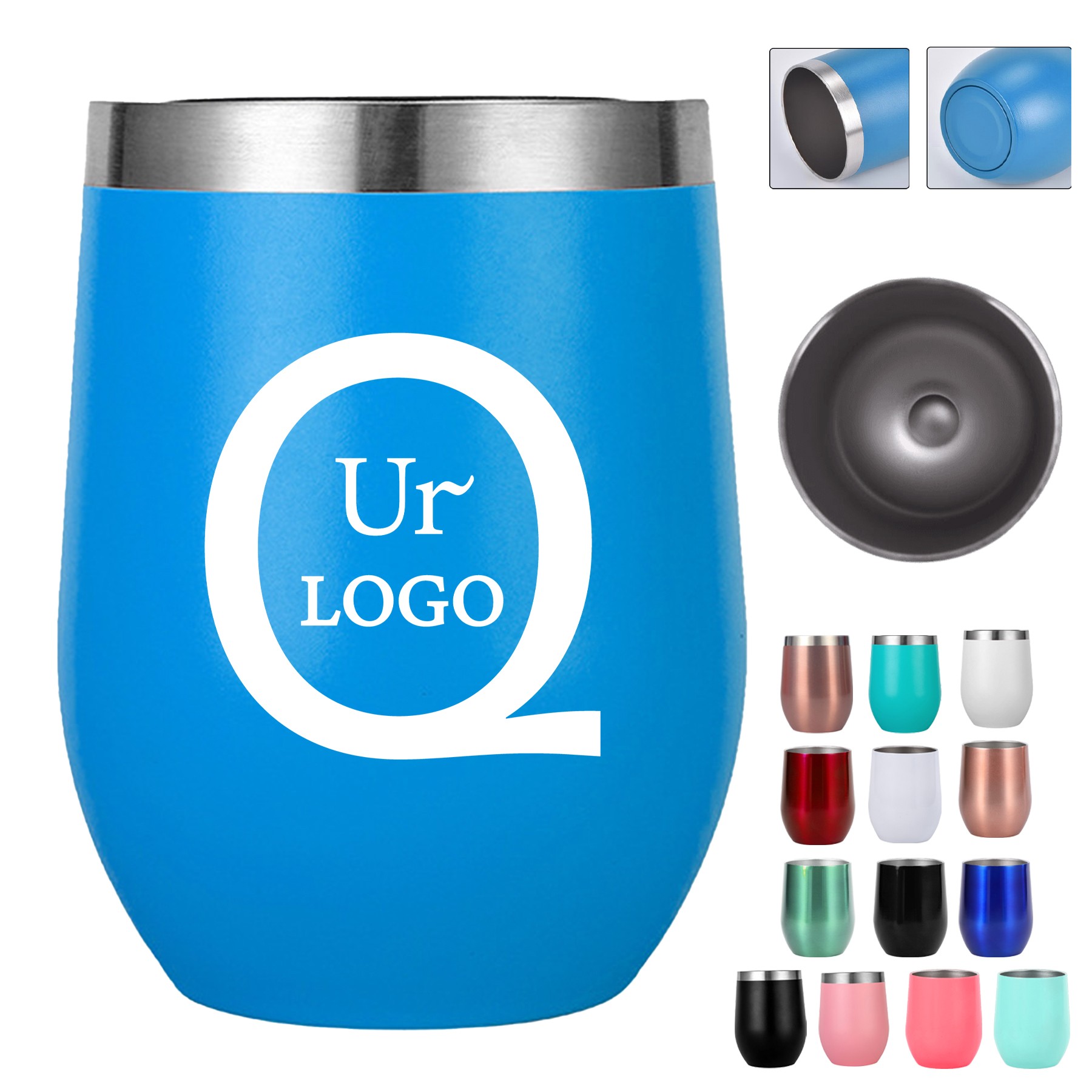 12Oz Stainless Steel Insulated Stemless Tumbler W/Lid