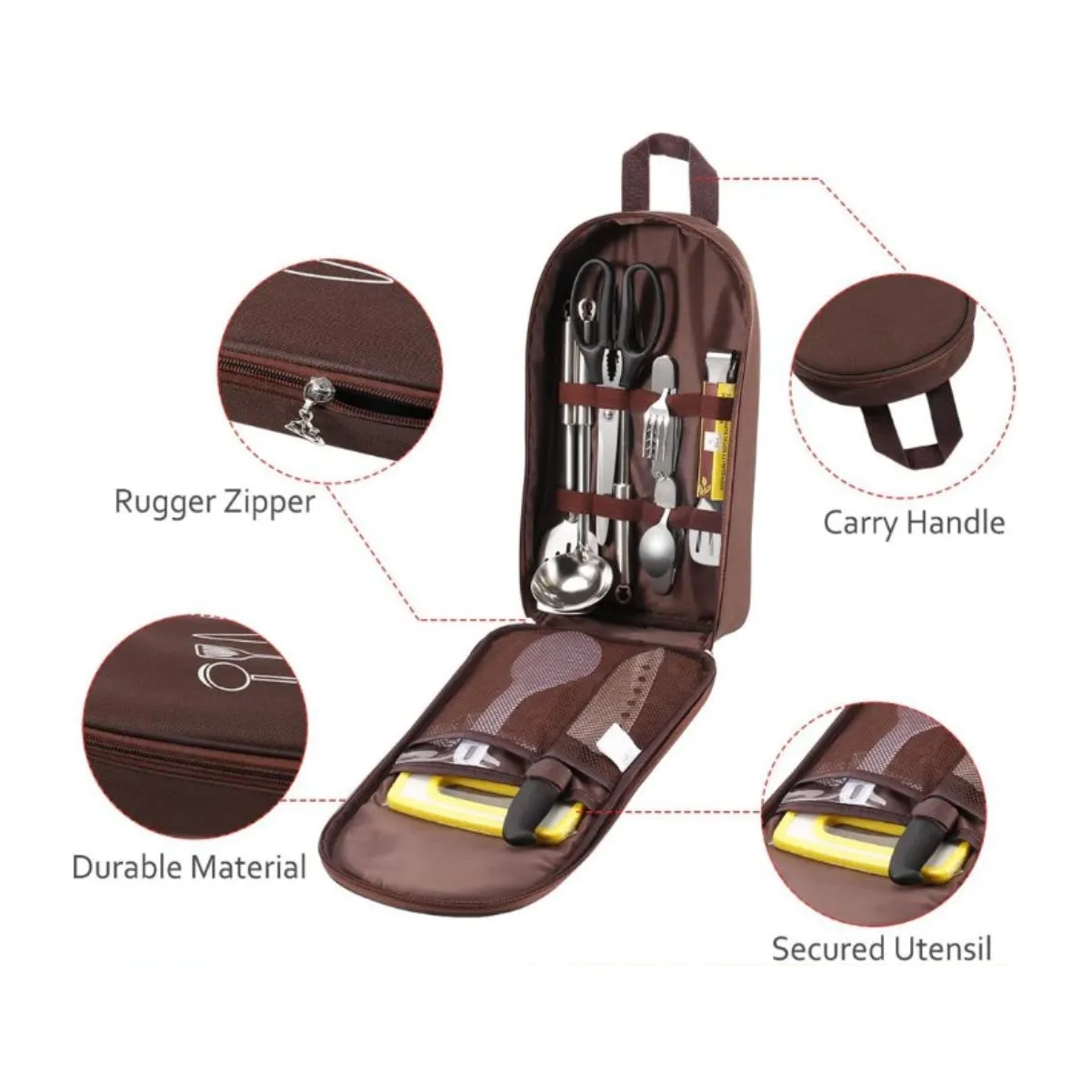 Portable Camping Kitchen Utensil Set With Zippered Case 3