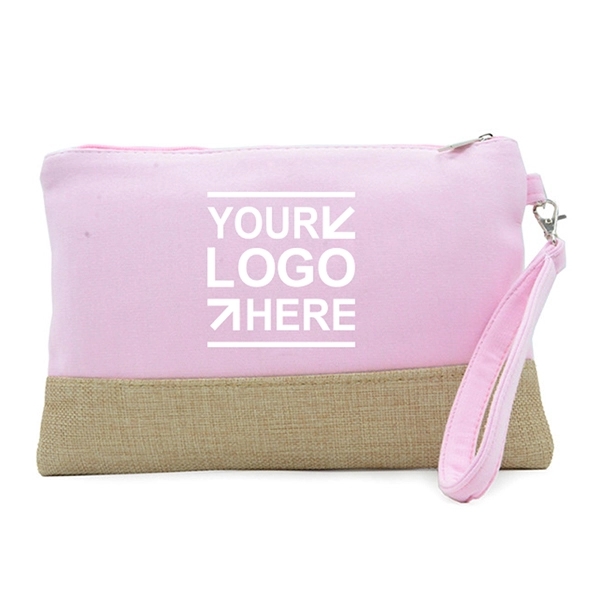 Rectangular Jute Canvas Pouch with Zipper 4