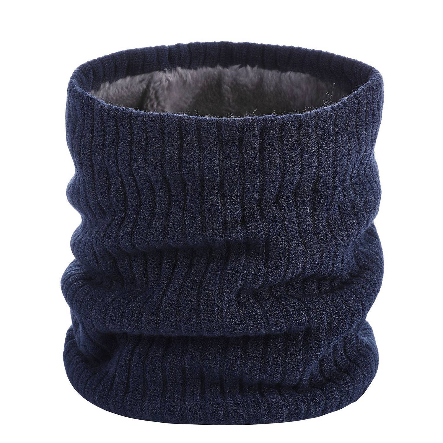 Winter Knitted Plush Lined Neck Warmer Scarf 10