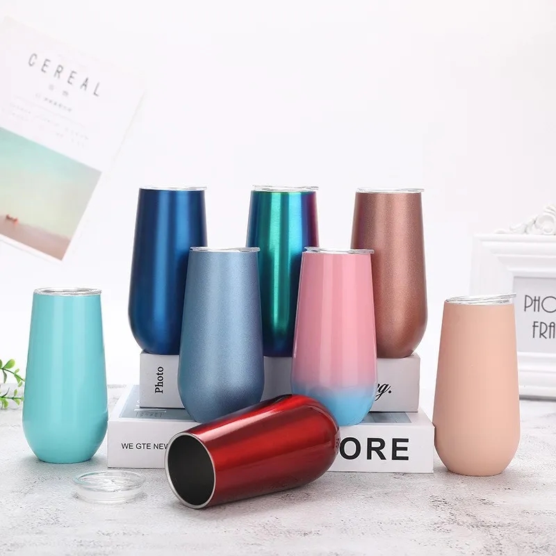 Stemless Double Insulated Champagne Flute Wine Tumbler 6