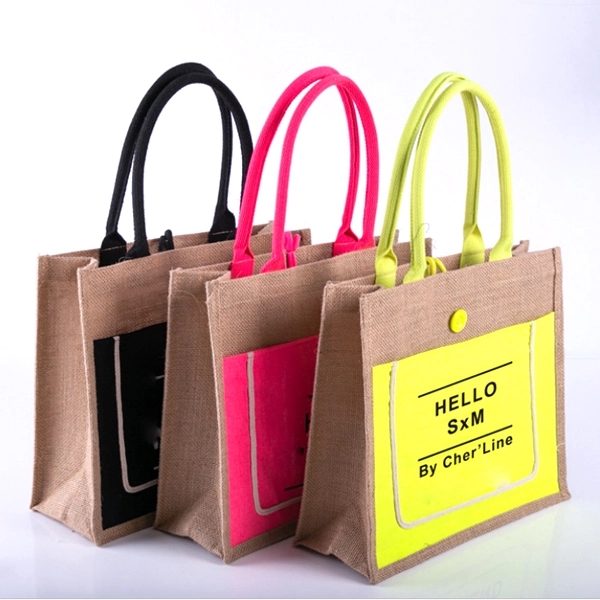 Natural Jute Tote Bag, custom tote bag with logo imprint 5