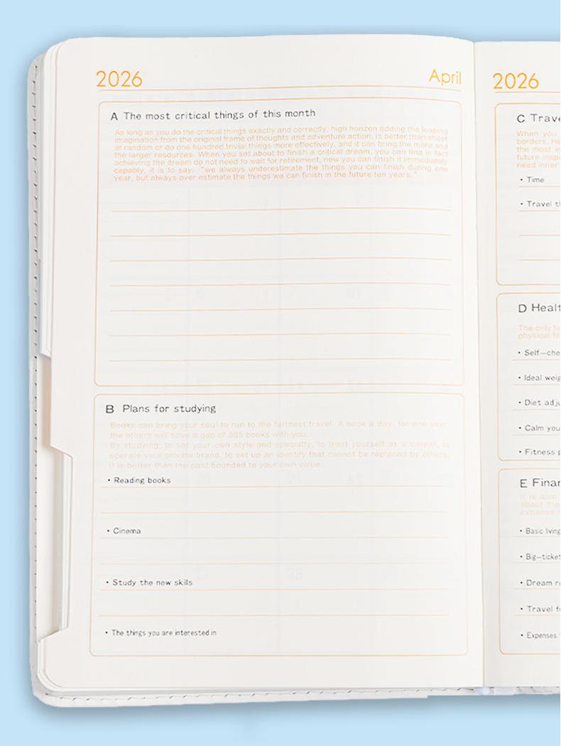2026 A5 English Daily Planner with Calendar and Notebook 11
