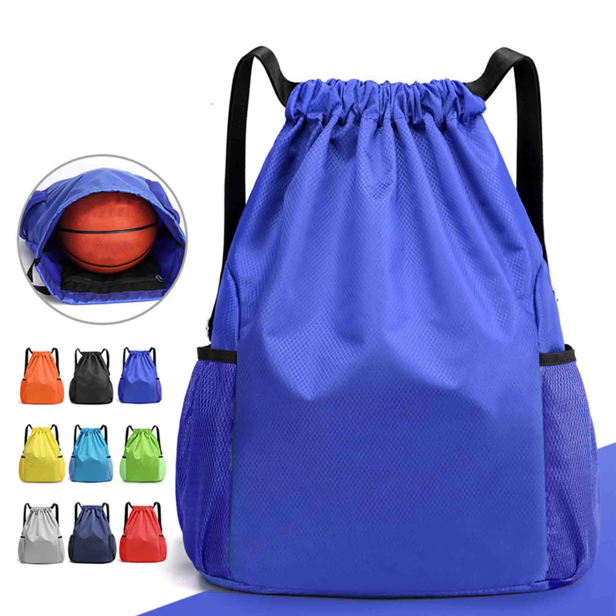 Waterproof Mesh Pocket Drawstring Backpack 8