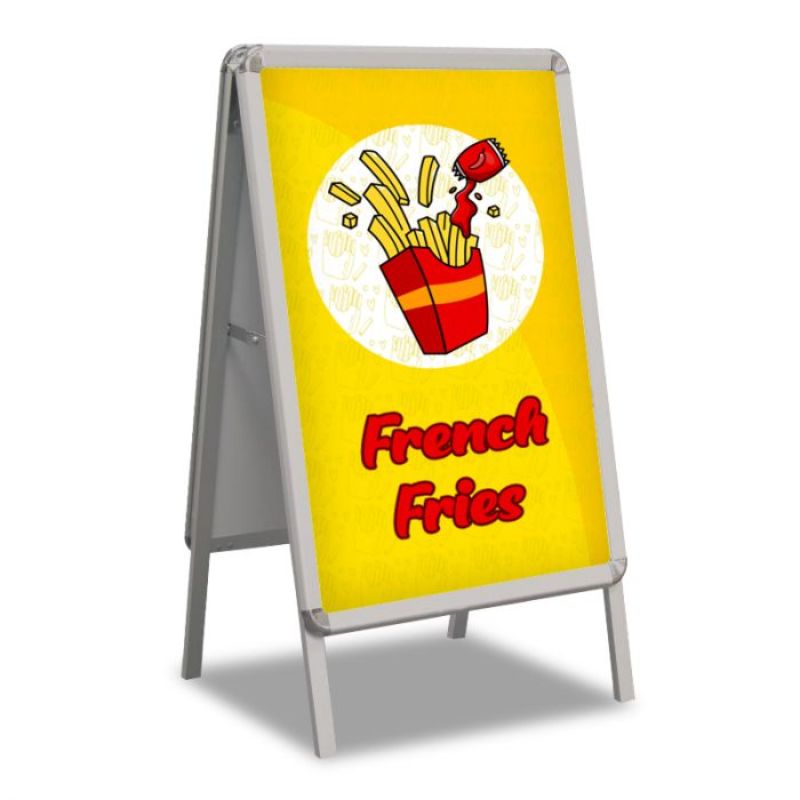 French Fries Pre Printed restaurant advertising A-Frame - Yellow outdoor display stand 2