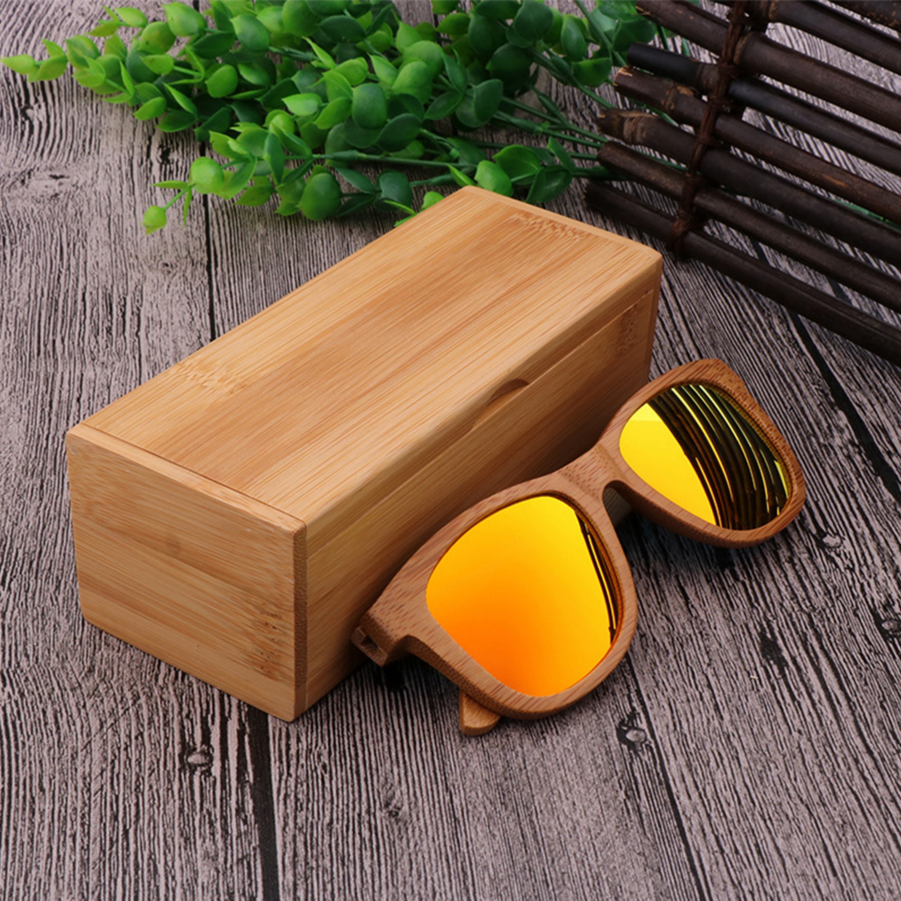 Natural Bamboo Magnetic Sunglasses Case-Ocean 6