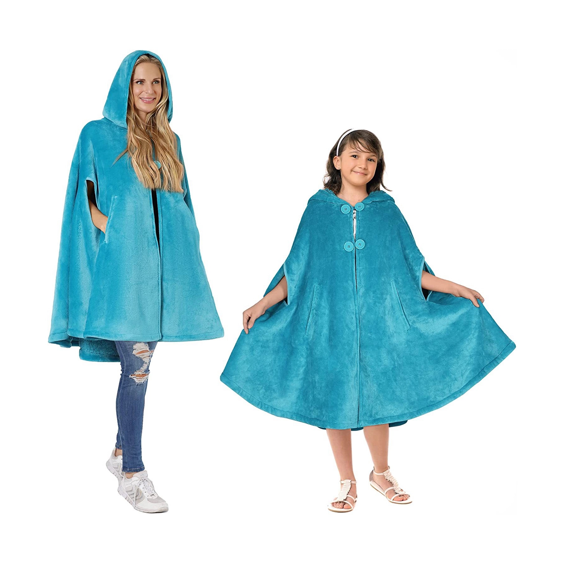 Poncho Hooded Blanket Wrap With Pockets Sherpa Fleece 11