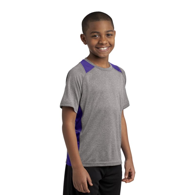 Sport-Tek Youth Heather Colorblock Contender Tee. 51