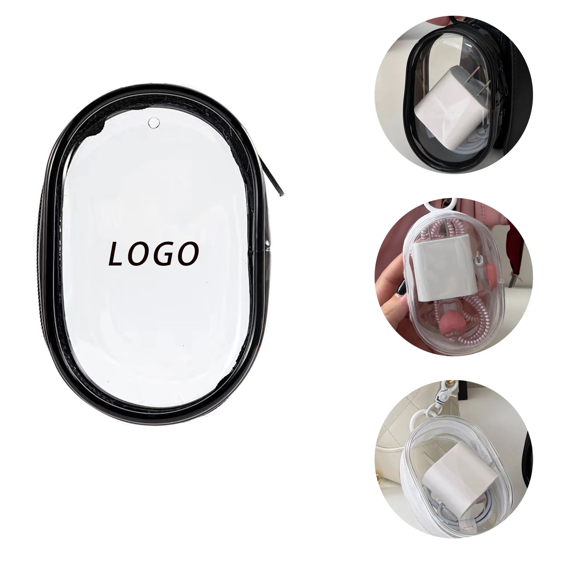 PVC Data Cable Storage Bag With Logo For Collecting